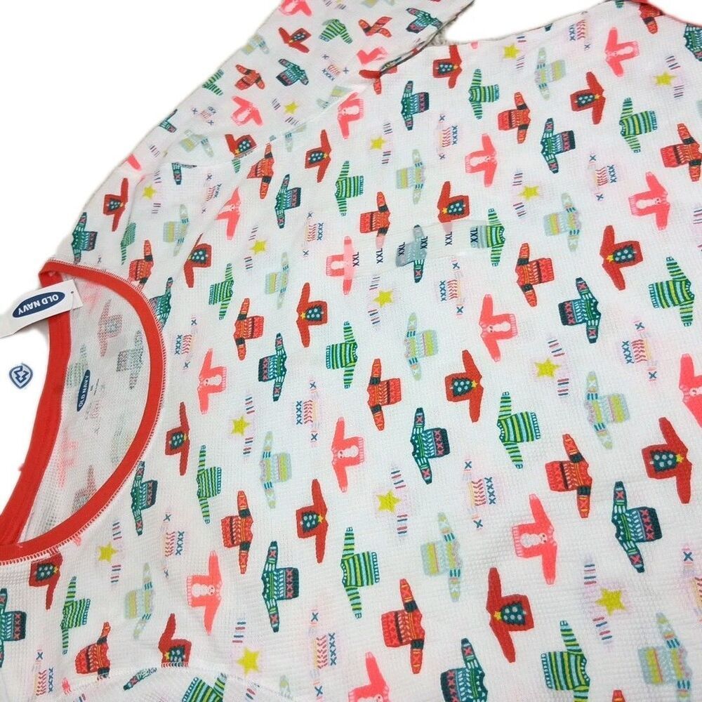 NWT Old Navy Women's XXL Pajama Set Waffle Knit Sweater Print PJs 2XL Holiday - Picture 4 of 9
